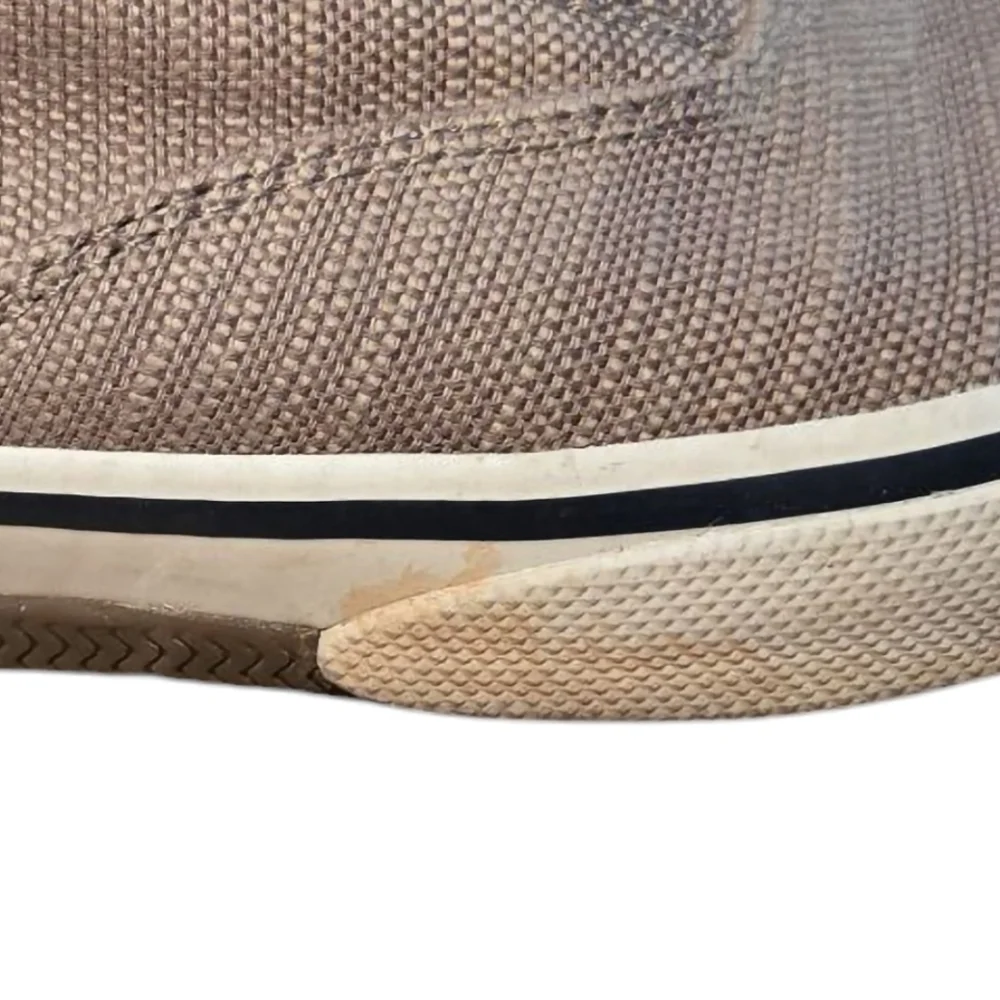 Sperry Topsider Tan Canvas Men's Boat Shoes Size 8 No Laces
